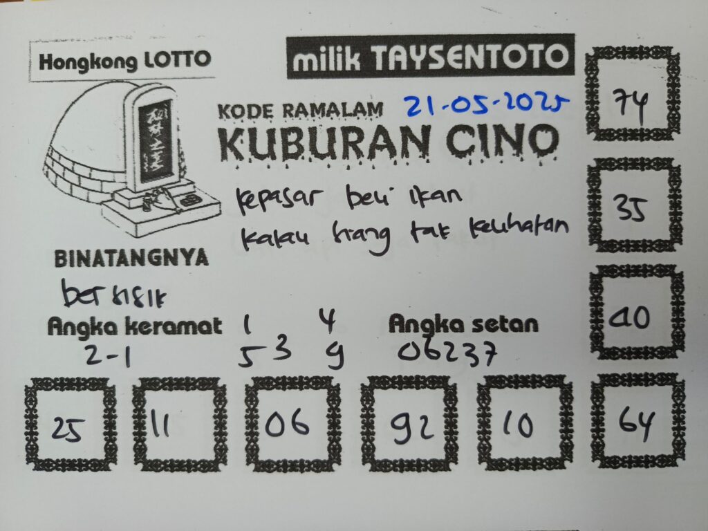 Syair Kuburan Cino HK Hari Rabu, 21 Mei 2025