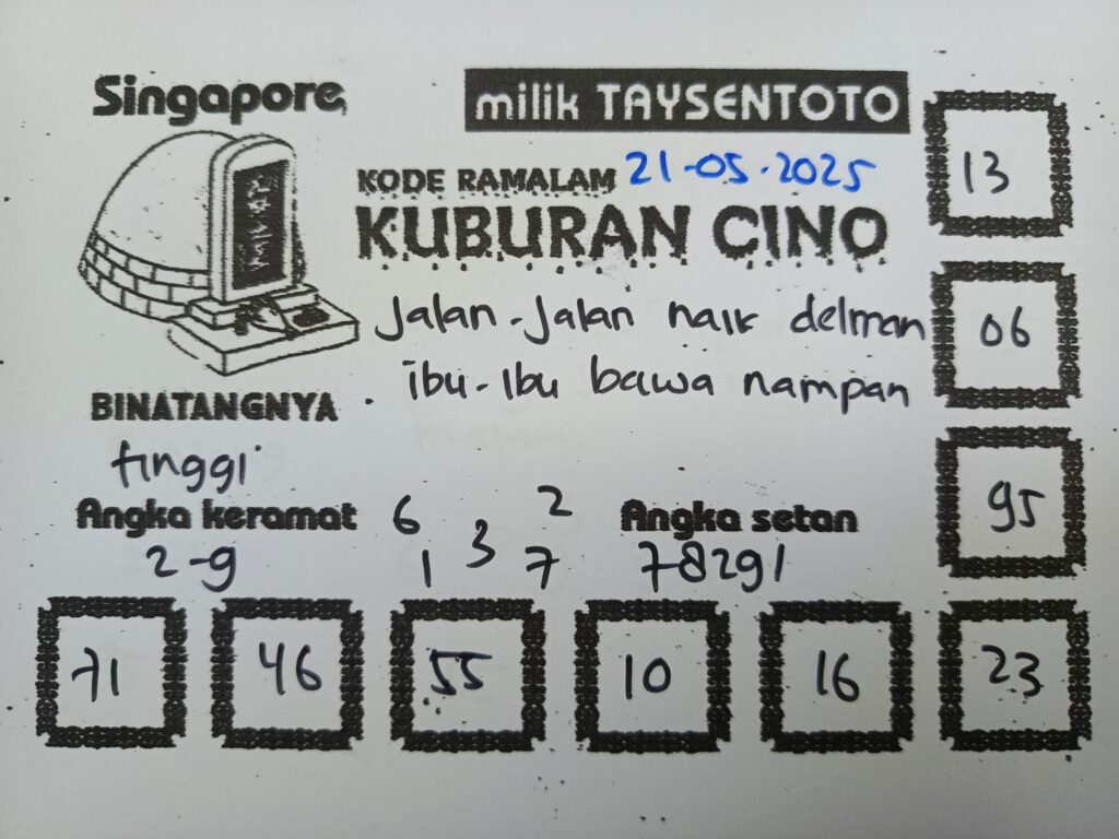 Syair Kuburan Cino SGP Hari ini Rabu, 21 Mei 2025