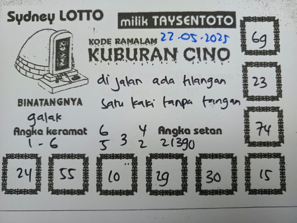 Syair Kuburan Cino Sydney Hari ini Kamis, 22 Mei 2025