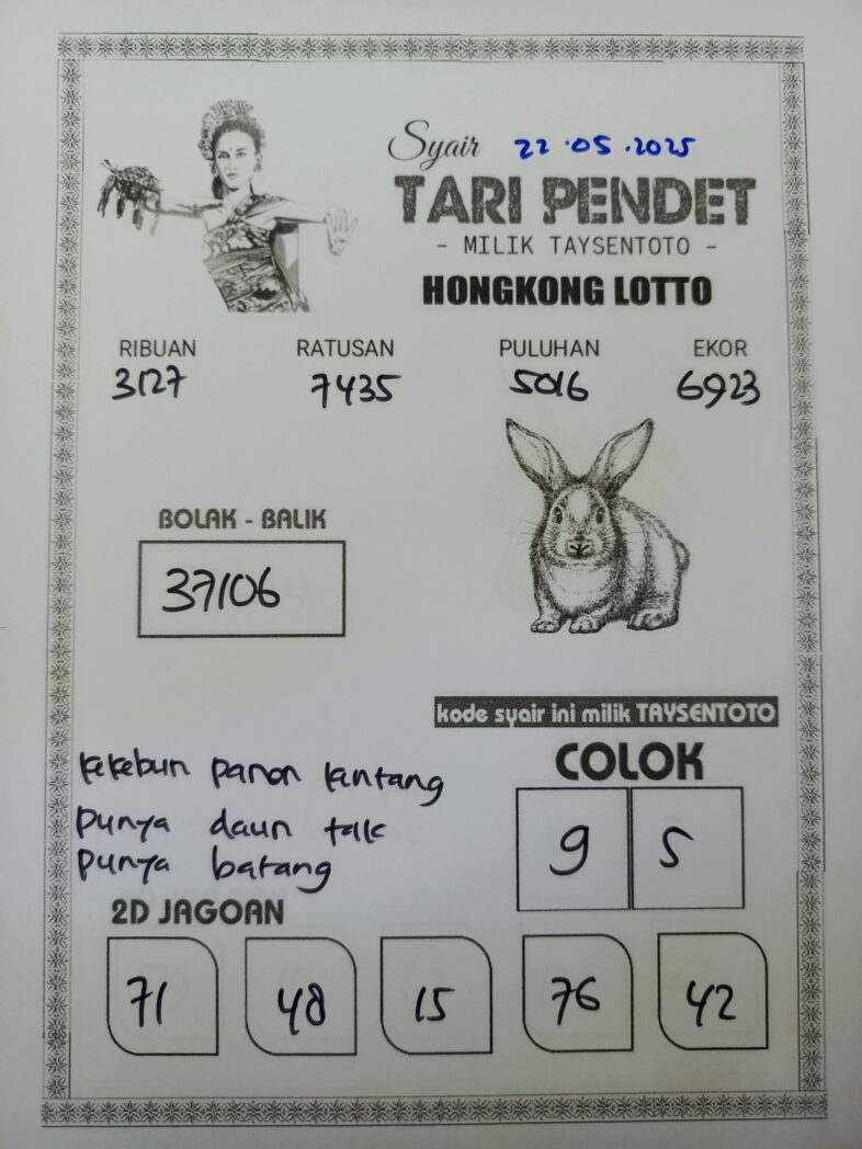 Syair Tari Pendet HK Hari Kamis, 22 Mei 2025