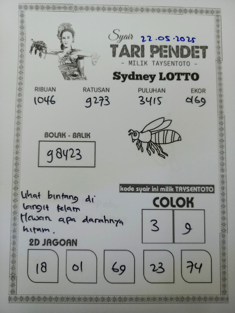 Syair Tari Pendet Sydney Hari ini Kamis, 22 Mei 2025