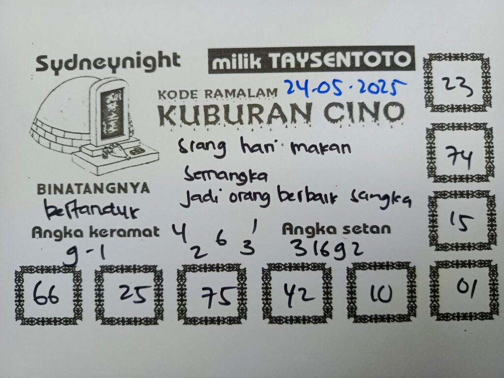 Syair Kuburan Cino SydneyNight Hari ini Sabtu, 24 Mei 2025