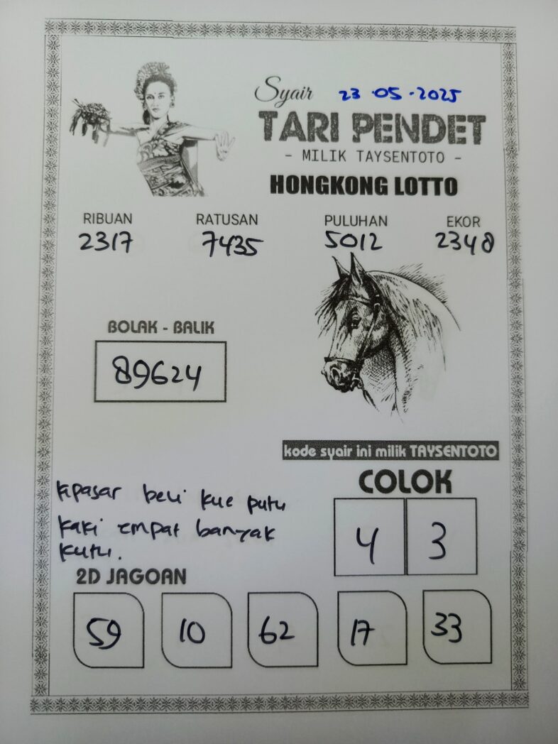 Syair Tari Pendet HK Hari Jumat, 23 Mei 2025