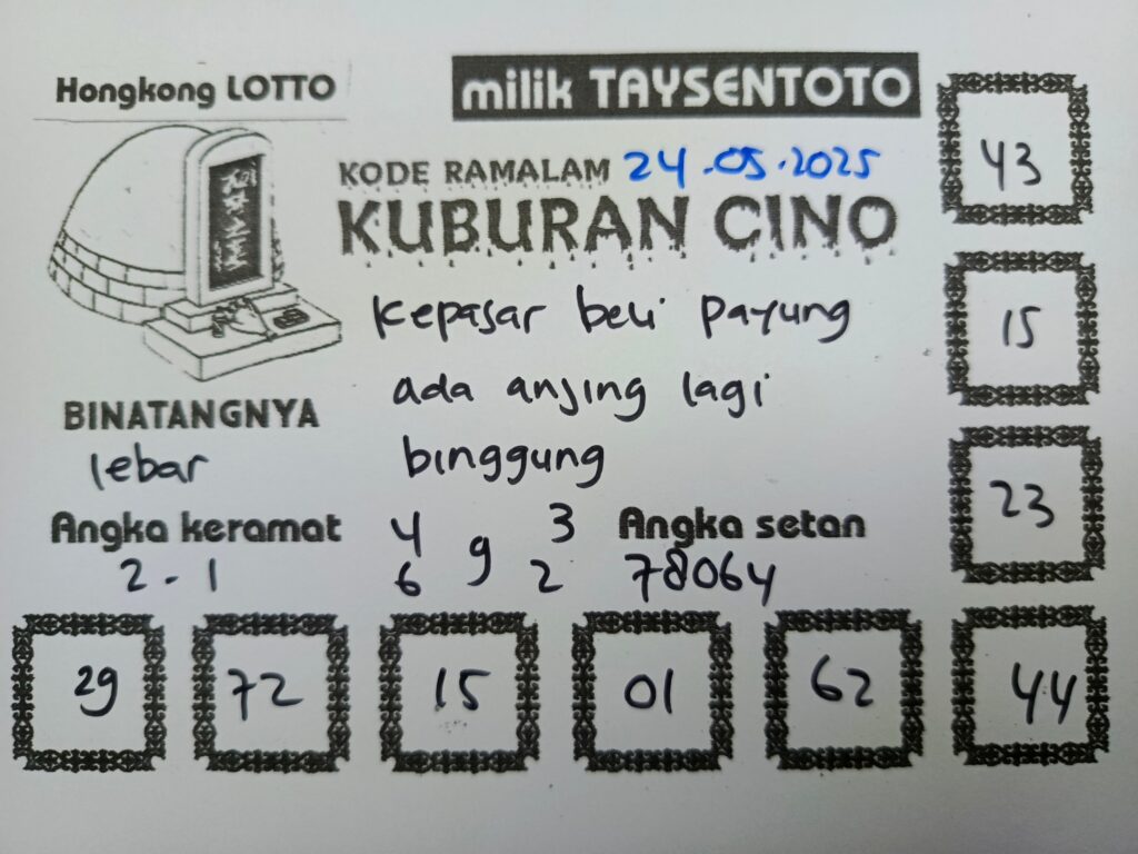 Syair Kuburan Cino HK Hari Sabtu, 24 Mei 2025