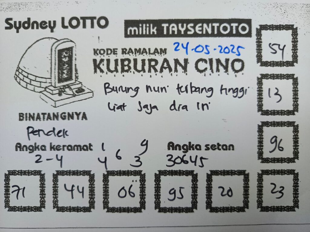 Syair Kuburan Cino Sydney Hari ini Sabtu, 24 Mei 2025