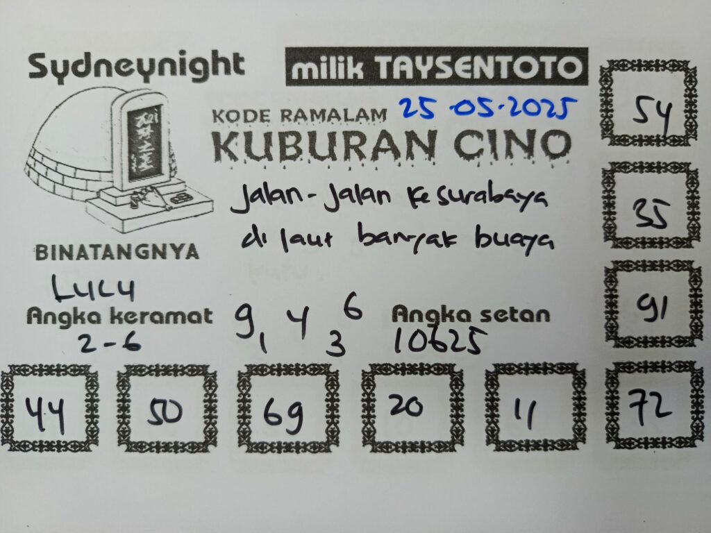 Syair Kuburan Cino SydneyNight Hari ini Minggu, 25 Mei 2025