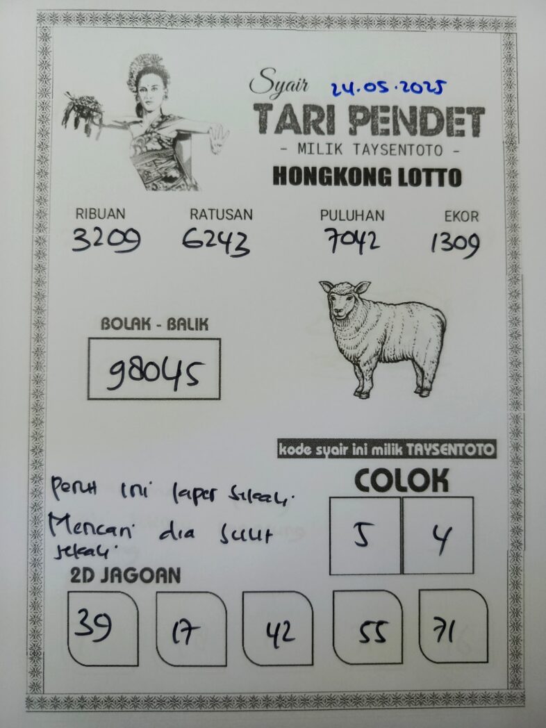 Syair Tari Pendet HK Hari Sabtu, 24 Mei 2025