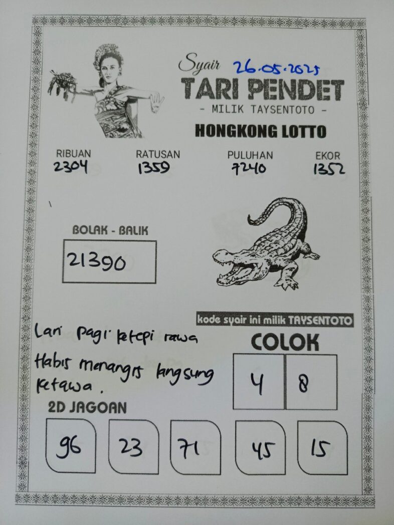 Syair Tari Pendet HK Hari Senin, 26 Mei 2025