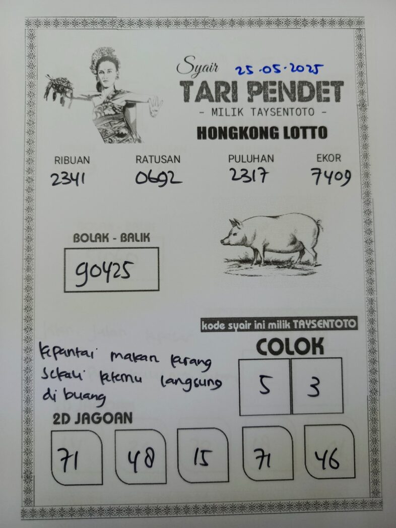 Syair Tari Pendet HK Hari Minggu, 25 Mei 2025