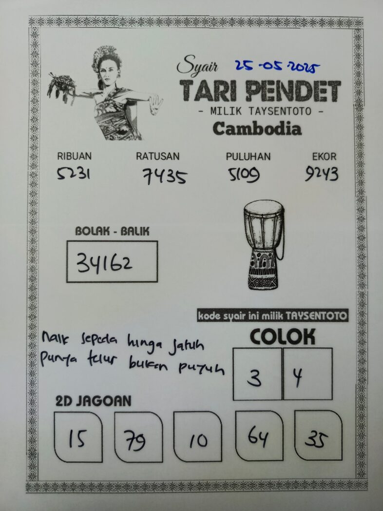 Syair Tari Pendet Cambodia Hari Ini Minggu, 25 Mei 2025