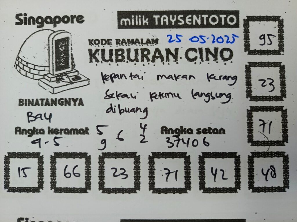 Syair Kuburan Cino SGP Hari ini Minggu, 25 Mei 2025