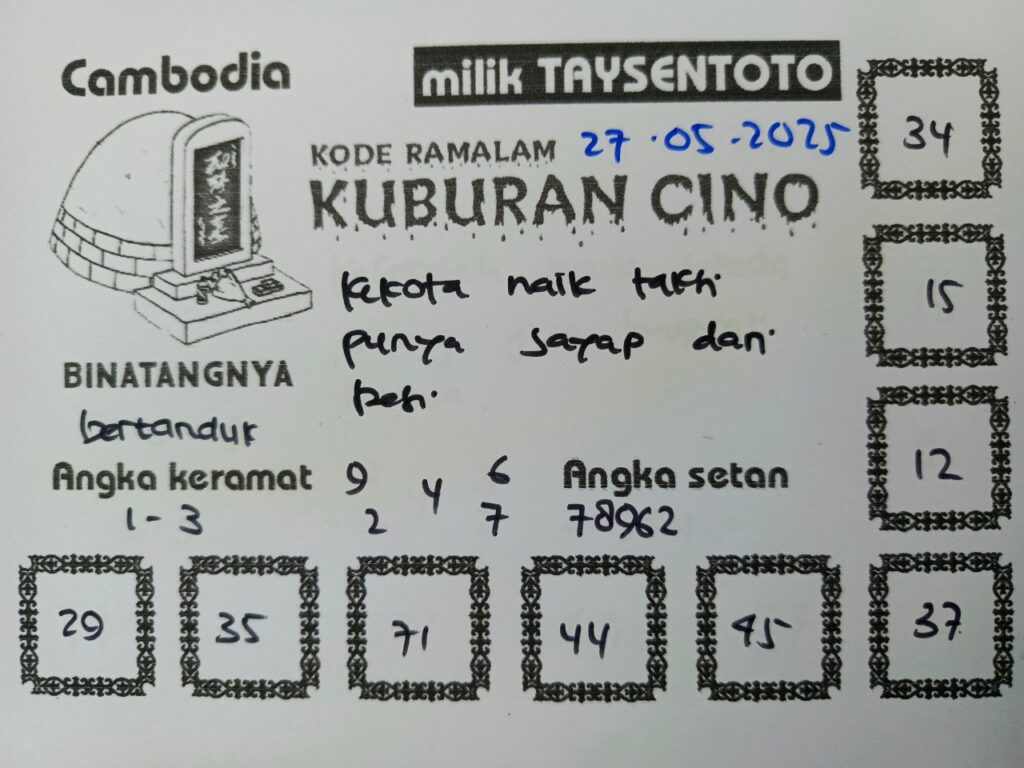 Syair Kuburan Cino  Cambodia Hari Ini Selasa, 27 Mei 2025
