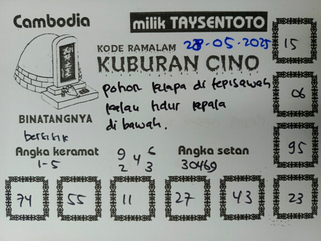 Syair Kuburan Cino  Cambodia Hari Ini Rabu, 28 Mei 2025