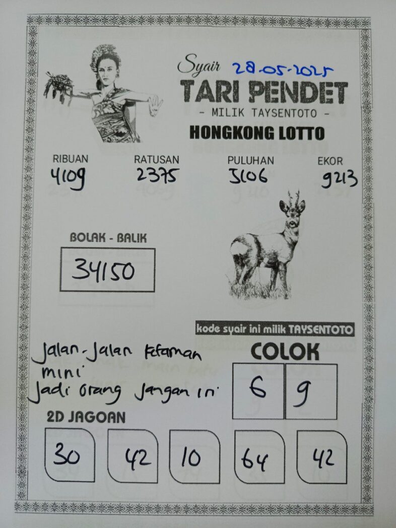 Syair Tari Pendet HK Hari Rabu, 28 Mei 2025