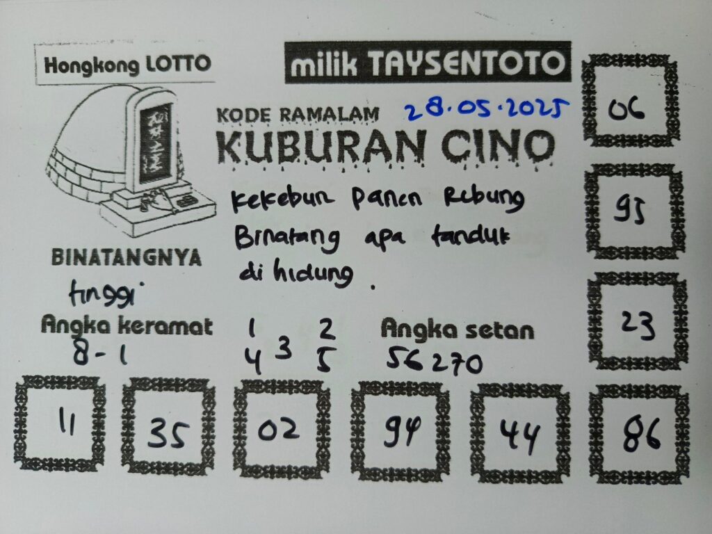 Syair Kuburan Cino HK Hari Rabu, 28 Mei 2025