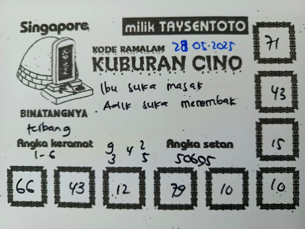 Syair Kuburan Cino SGP Hari ini Rabu, 28 Mei 2025