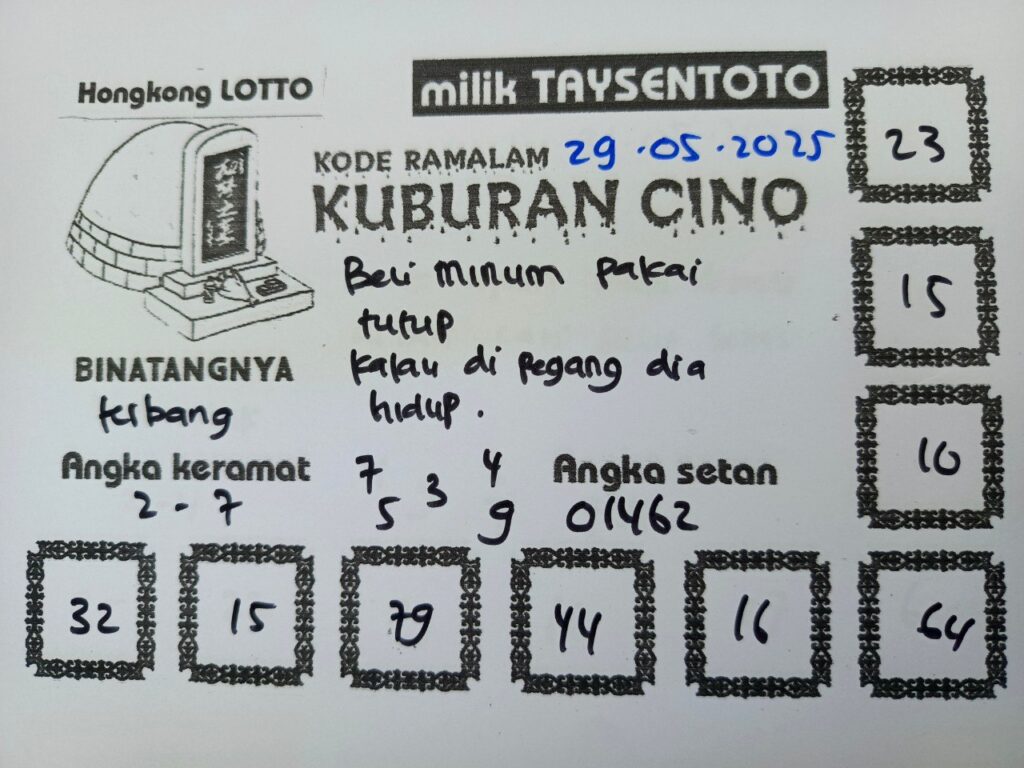 Syair Kuburan Cino HK Hari Kamis, 29 Mei 2025