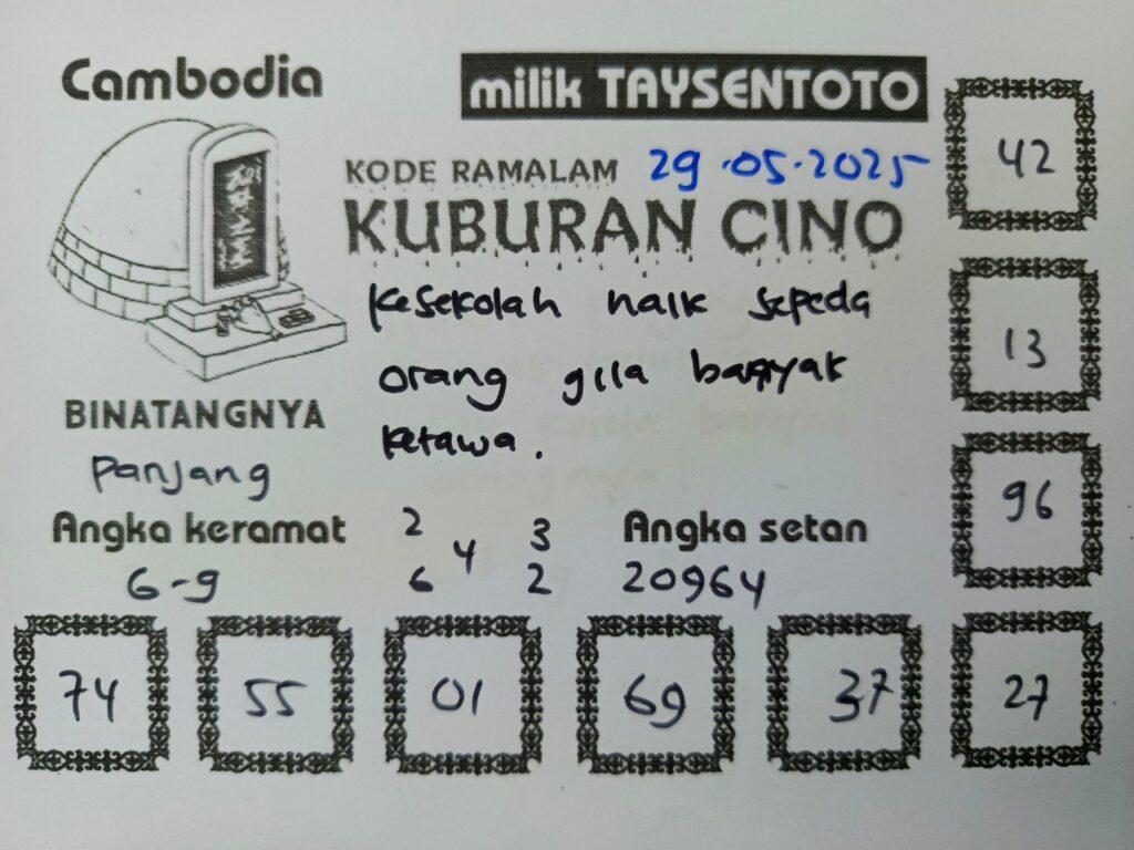 Syair Kuburan Cino  Cambodia Hari Ini Kamis, 29 Mei 2025