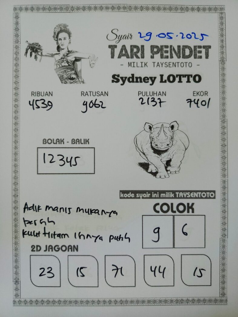 Syair Tari Pendet Sydney Hari ini Kamis, 29 Mei 2025