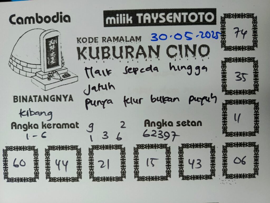 Syair Kuburan Cino  Cambodia Hari Ini Jumat, 30 Mei 2025