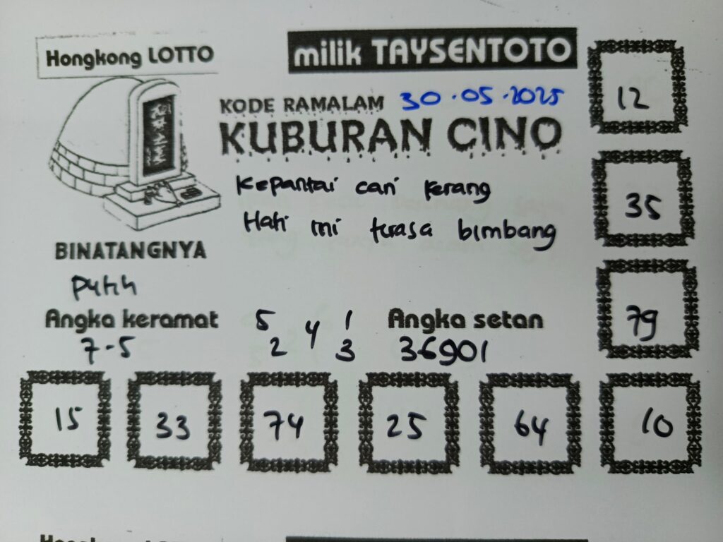 Syair Kuburan Cino HK Hari Jumat, 30 Mei 2025