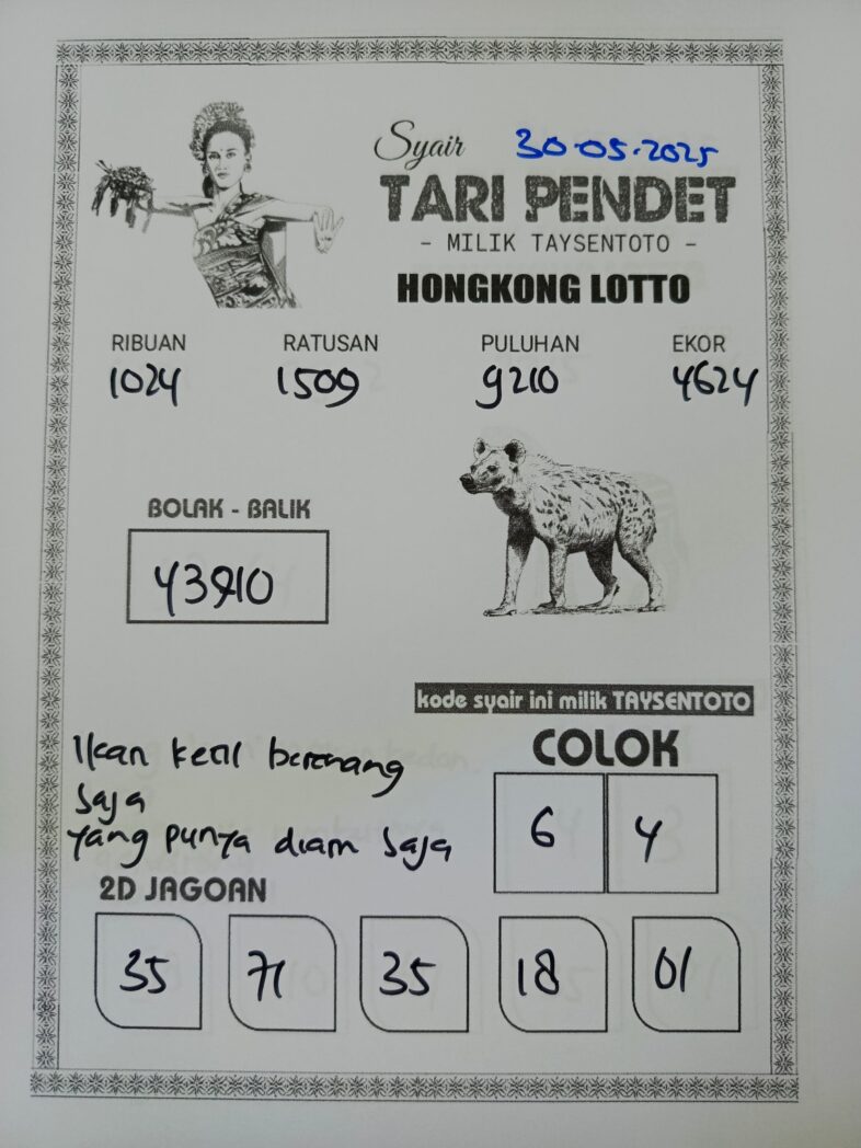 Syair Tari Pendet HK Hari Jumat, 30 Mei 2025