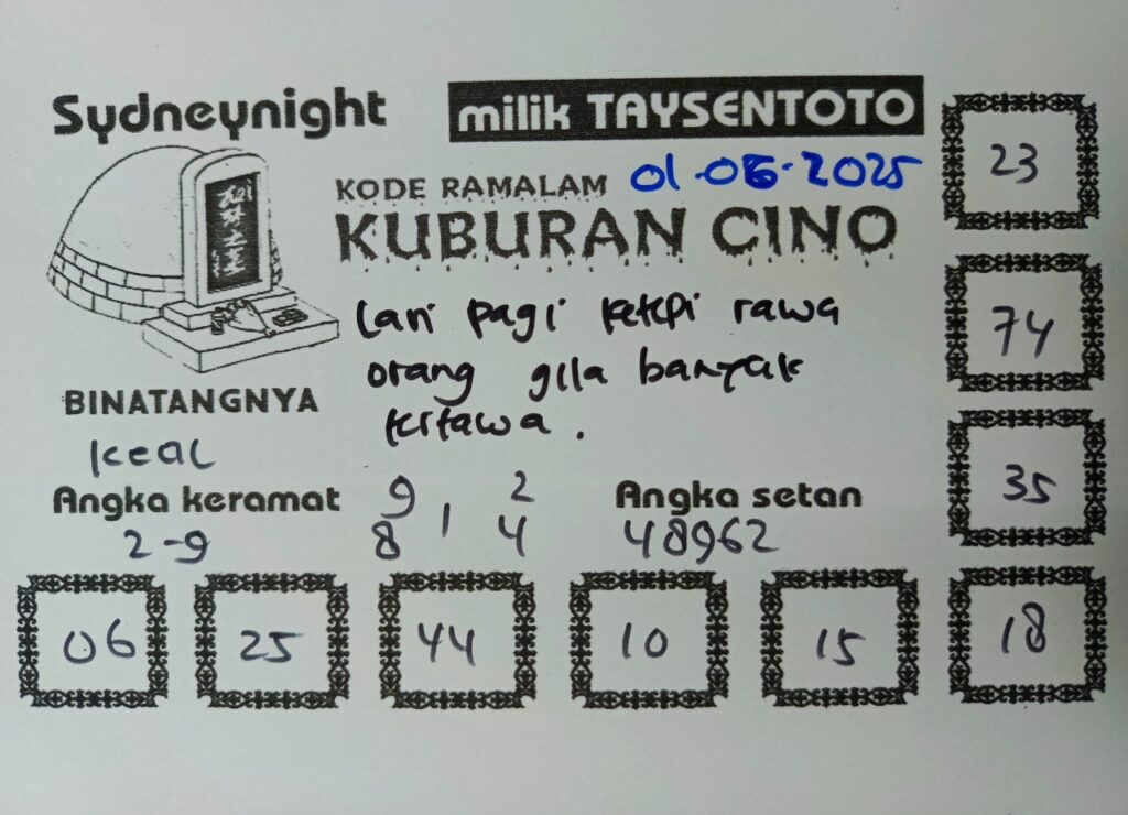Syair Kuburan Cino SydneyNight Hari ini Minggu, 01 Juni 2025