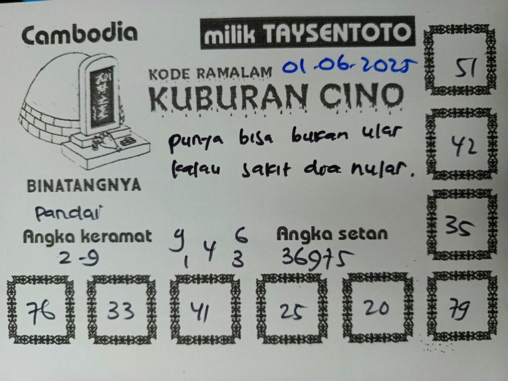 Syair Kuburan Cino Cambodia Hari Ini Minggu, 01 Juni 2025