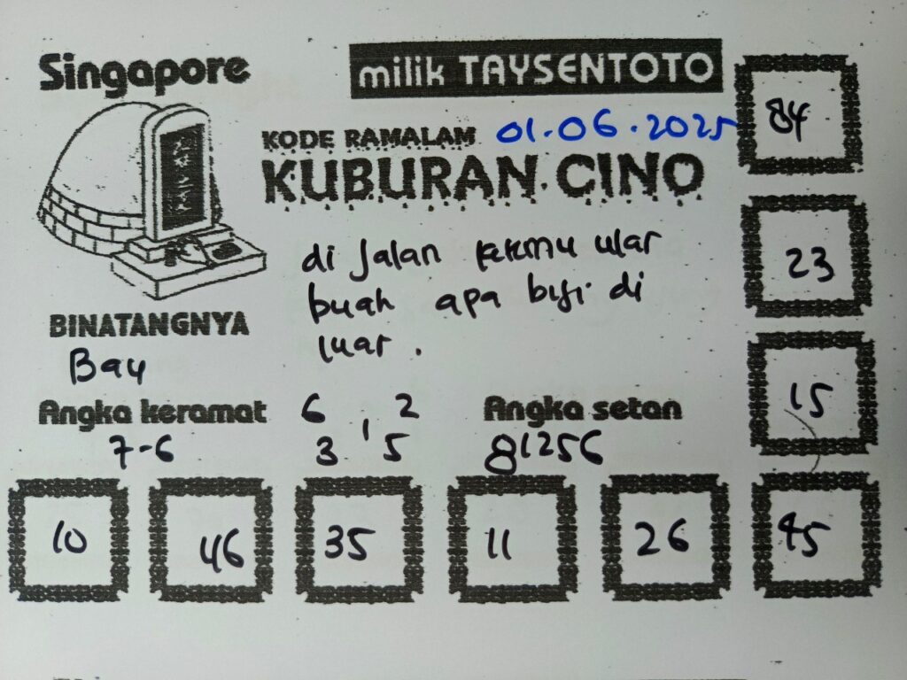 Syair Kuburan Cino SGP Hari ini Minggu, 01 Juni 2025