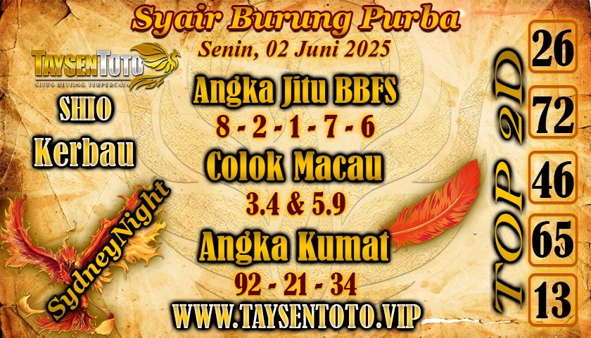 Syair Tari Pendet SydneyNight Hari ini Senin, 02 Juni 2025