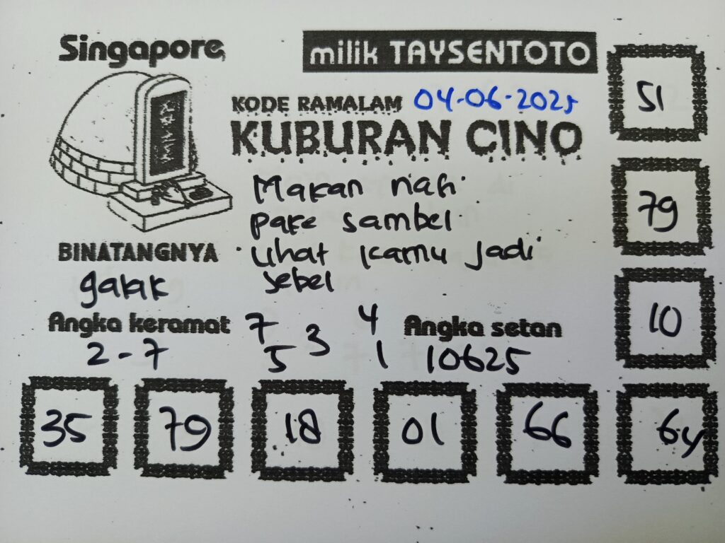 Syair Kuburan Cino SGP Hari ini Rabu, 04 Juni 2025