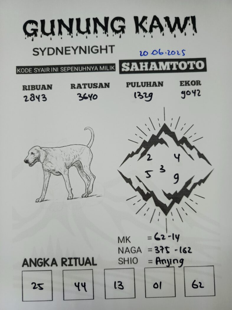 Syair Gunung Kawi SydneyNight Hari ini Jumat, 20 Juni 2025