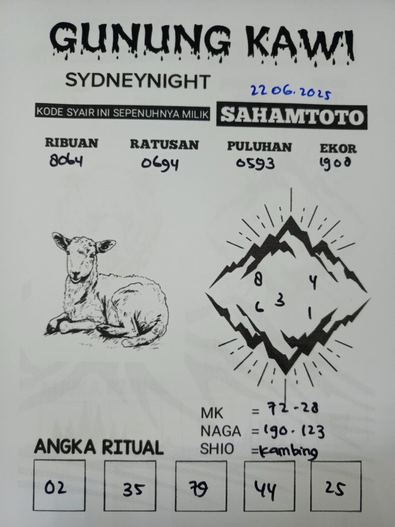 Syair Gunung Kawi SydneyNight Hari ini Minggu, 22 Juni 2025
