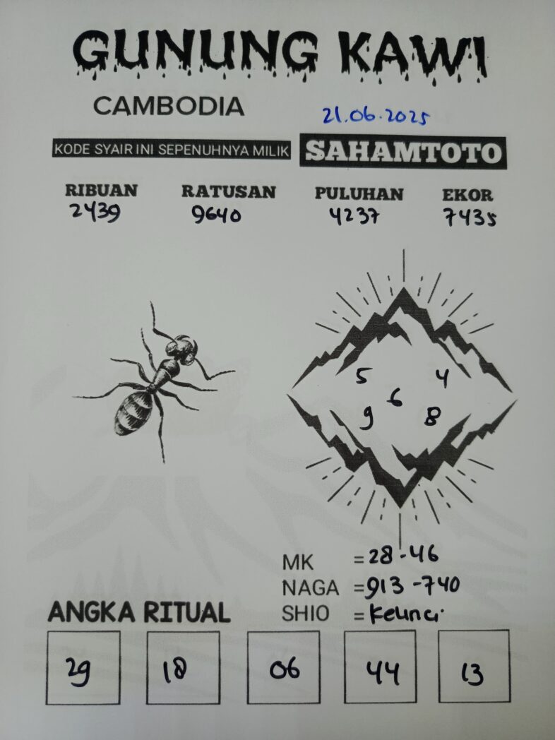 Syair Gunung Kawi Cambodia Pools Hari ini Sabtu 22 Juni 2025