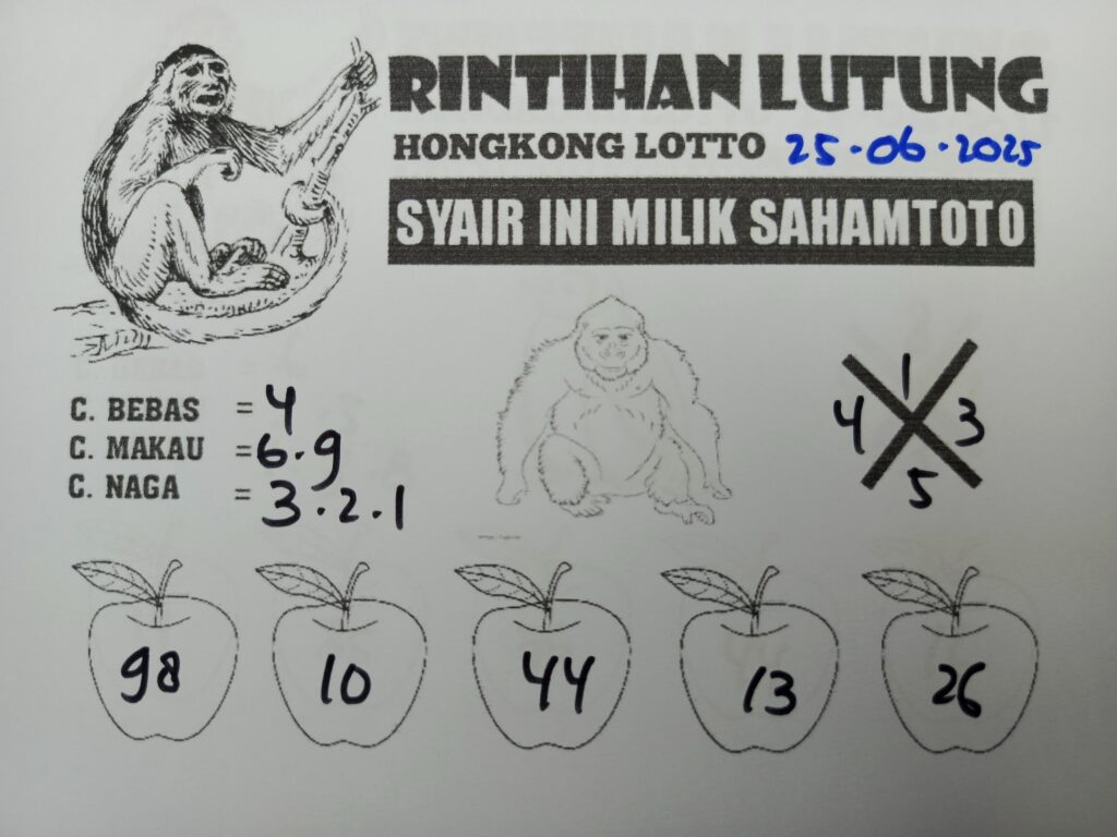 Syair RINTIHAN LUTUNG Cambodia pools Hari ini Rabu, 25 Juni 2025