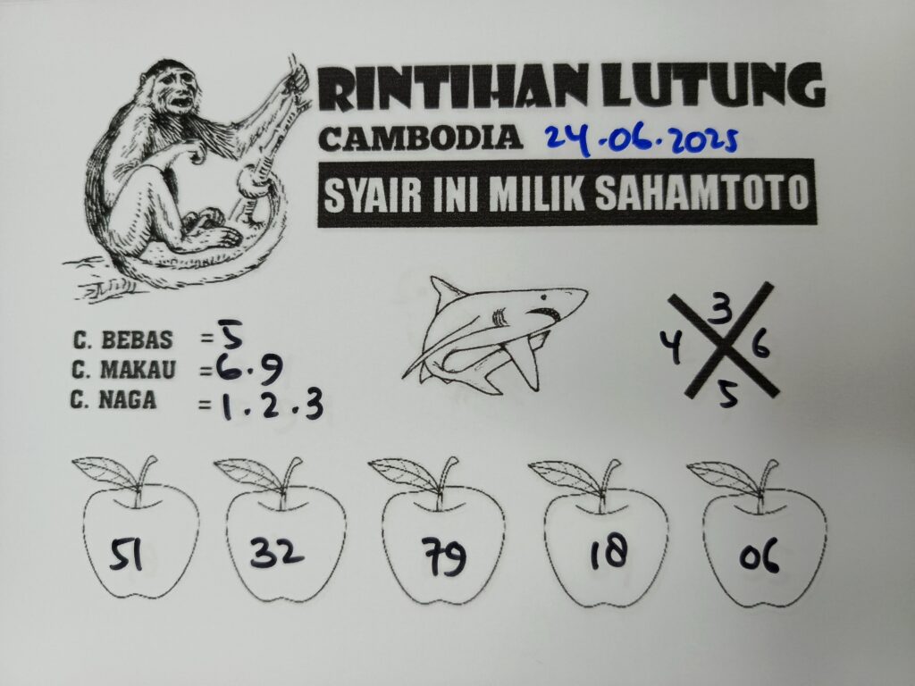 Syair RINTIHAN LUTUNG Cambodia Pools Hari ini Selasa, 24 Juni 2025