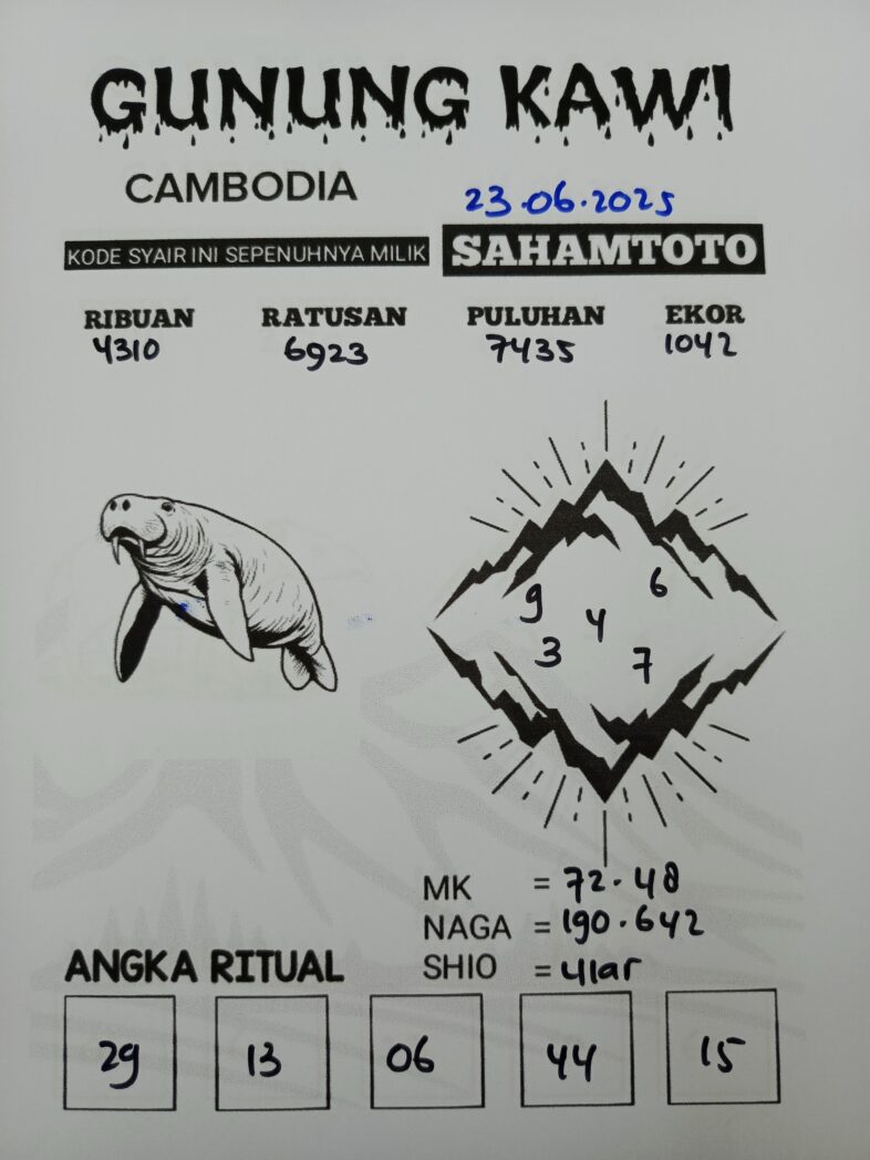 Syair Gunung Kawi Cambodia Pools Hari ini Senin, 23 Juni 2025