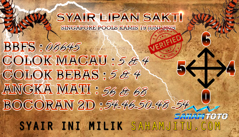 Syair Lipan Sakti SINGAPORE Pools Hari ini Kamis 19 Juni 2025