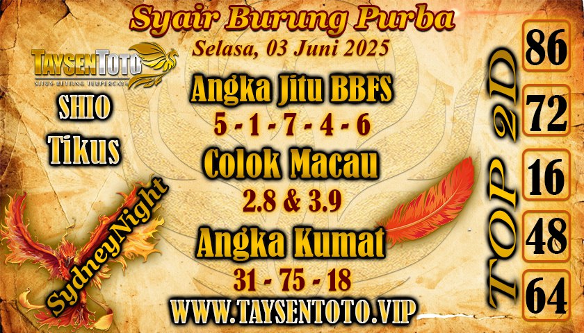 Syair Tari Pendet SydneyNight Hari ini Selasa, 03 Juni 2025