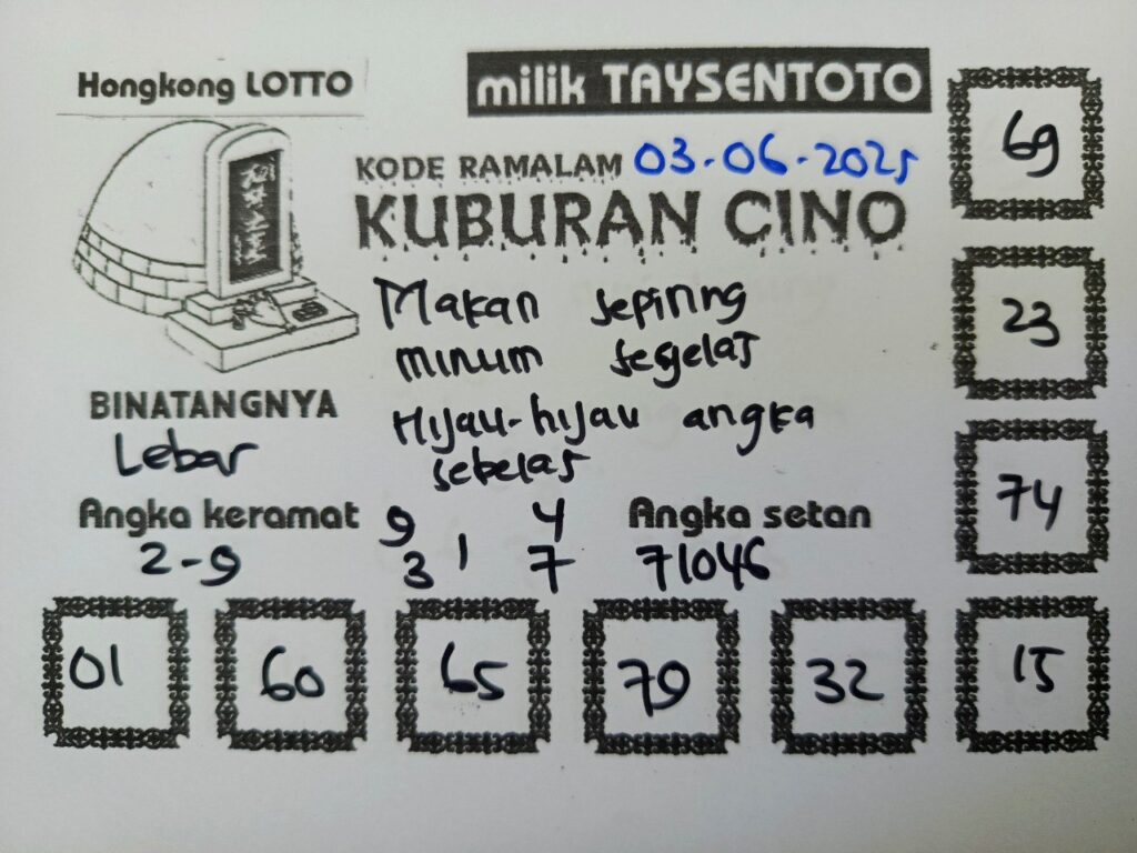 Syair Kuburan Cino HK Hari Selasa, 03 Juni 2025