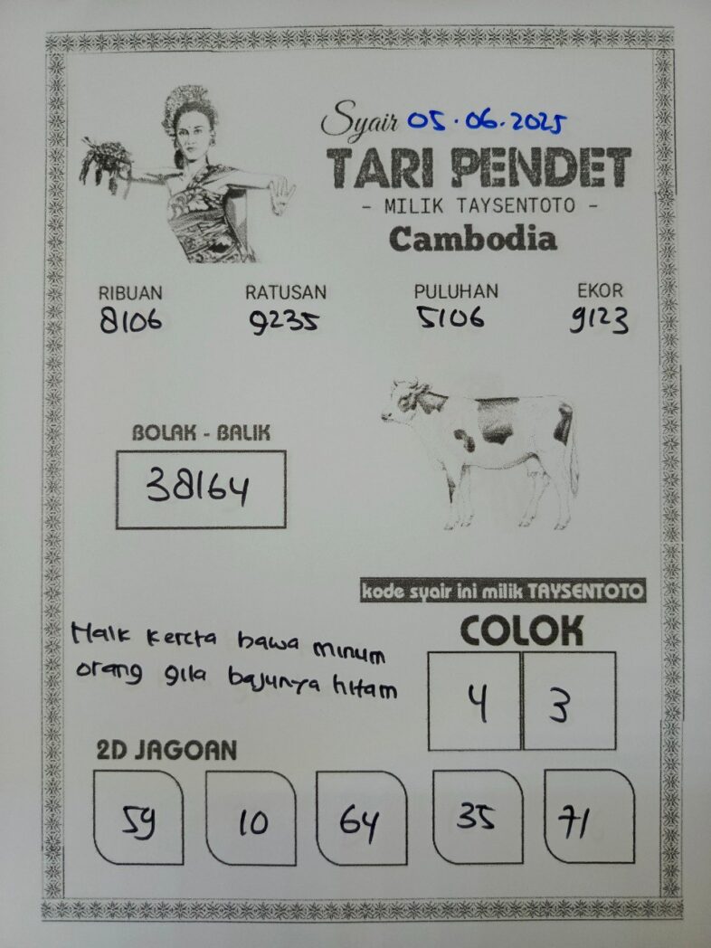 Syair Tari Pendet Cambodia Hari Ini Kamis, 05 Mei 2025