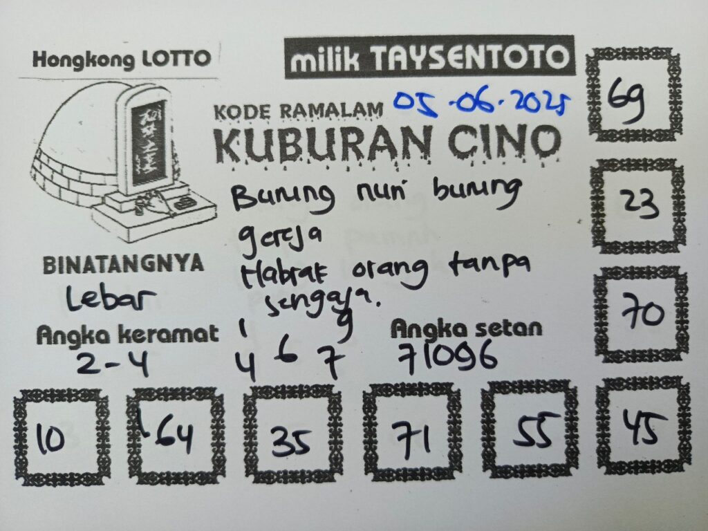 Syair Kuburan Cino HK Hari Kamis, 05 Juni 2025