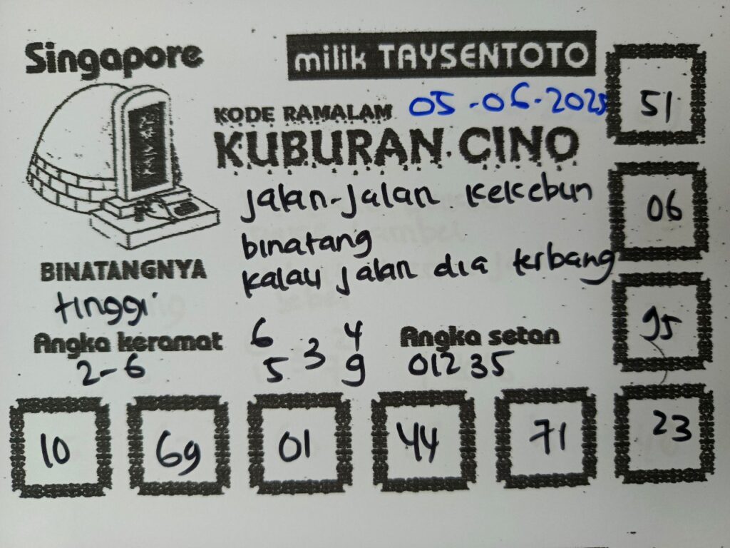 Syair Kuburan Cino SGP Hari ini Kamis, 05 Juni 2025