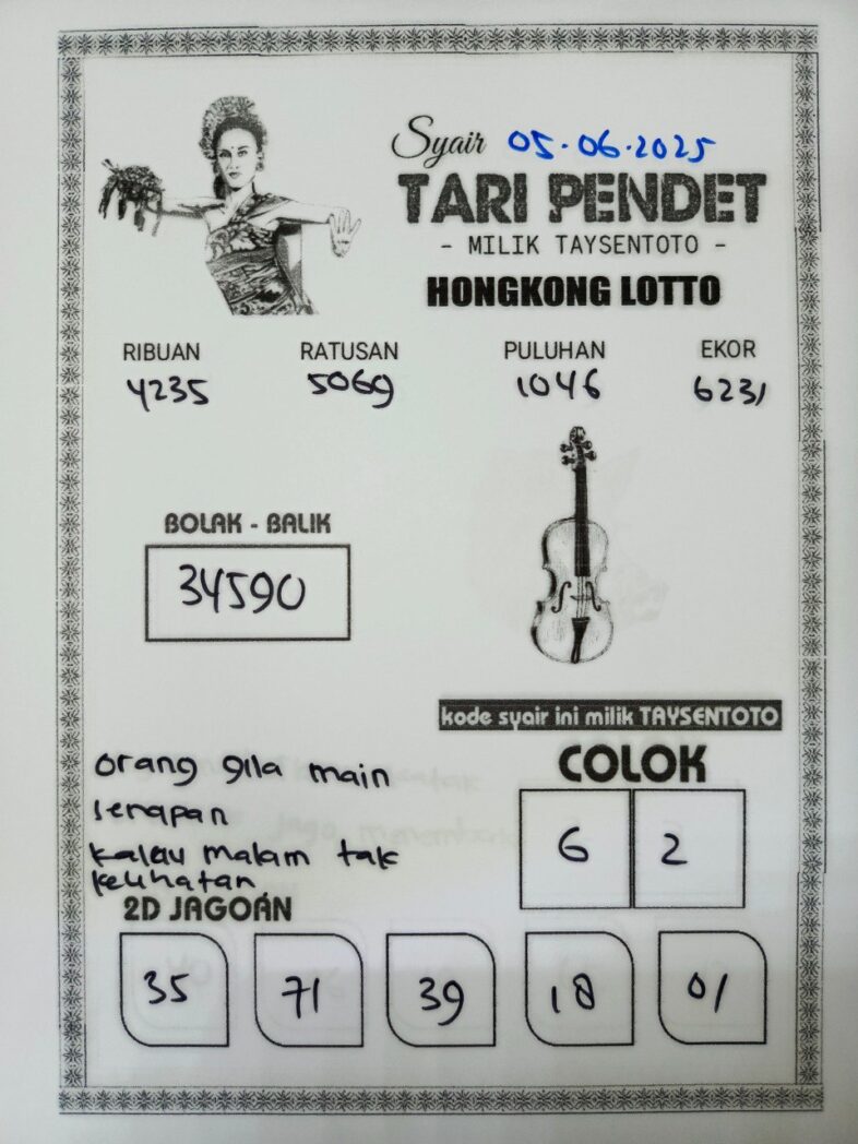 Syair Tari Pendet HK Hari Kamis, 05 Juni 2025