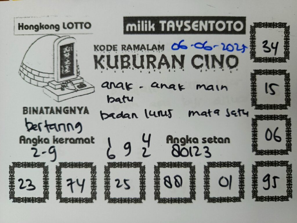Syair Kuburan Cino HK Hari Jumat, 06 Juni 2025