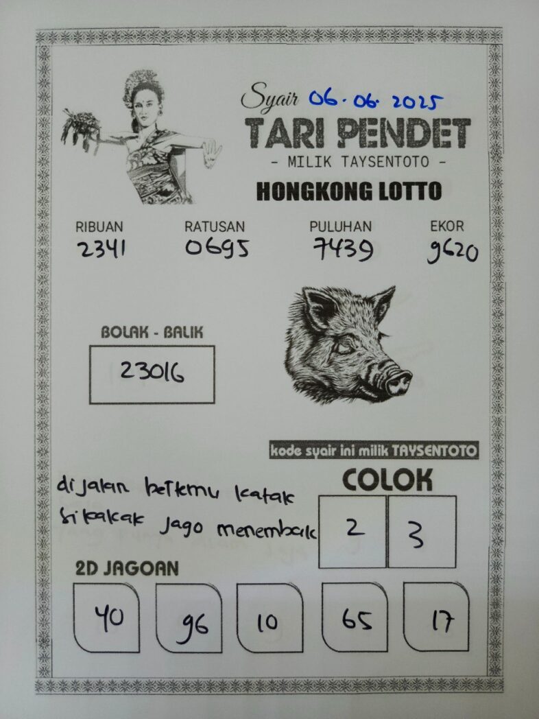 Syair Tari Pendet HK Hari Jumat, 06 Juni 2025