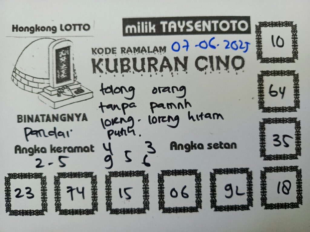 Syair Kuburan Cino HK Hari Sabtu, 07 Juni 2025