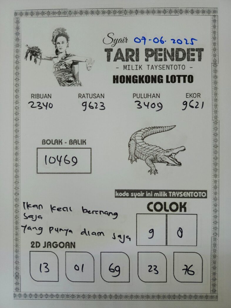 Syair Tari Pendet HK Hari Sabrtu, 07 Juni 2025