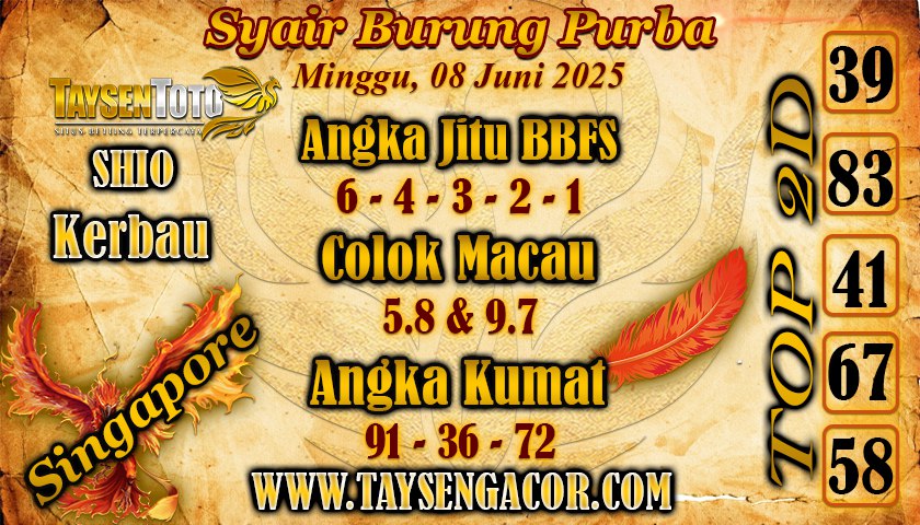 Syair Burung Purba SGP Hari Minggu, 08 Juni 2025