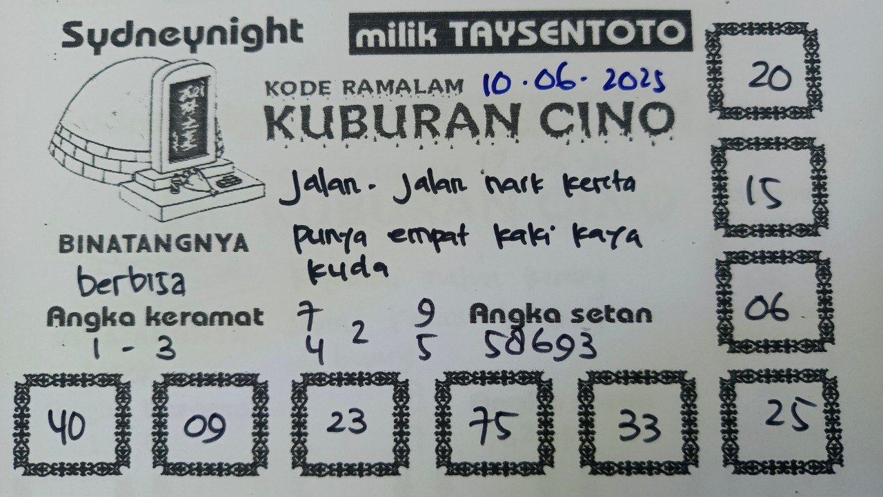 Syair Kuburan Cino SydneyNight Hari ini Selasa, 10 Juni 2025